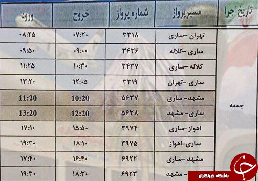 پرواز&zwnj;های جمعه ۲۴ فروردین از فرودگاه&zwnj;های مازندران
