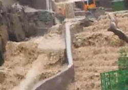 فیلمی از جاری شدن سیلاب در روستای چاه مزار سفلی