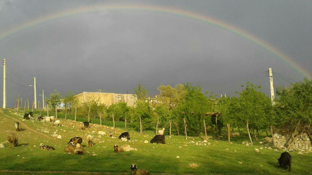 عکس دیدنی از رنگین کمان منطقه بازفت
