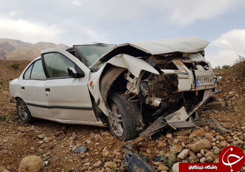 واژگونی خودرو سمند حادثه آفرید + تصاویر