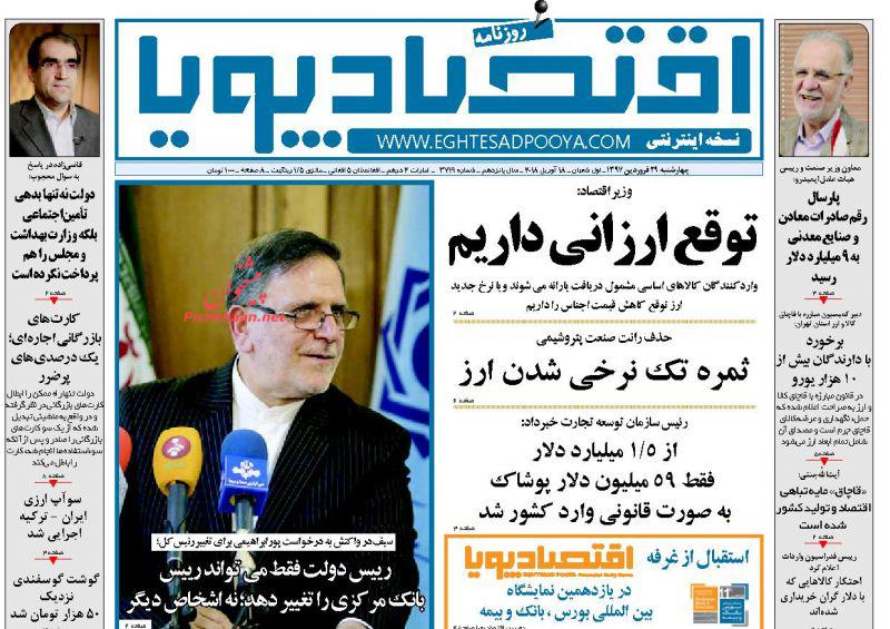 صفحه نخست روزنامه های اقتصادی 29 فروردین ماه