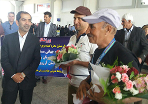 استقبال از افتخار آفرین دوچرخه سواری پیشکسوتان ایران
