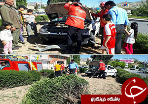 یک مصدوم در واژگونی خودرو پژو در خرم آباد+عکس