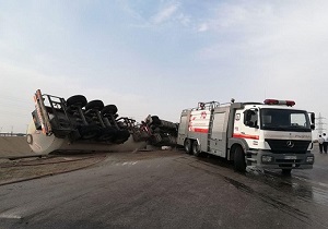 نجات راننده محبوس در تانکر