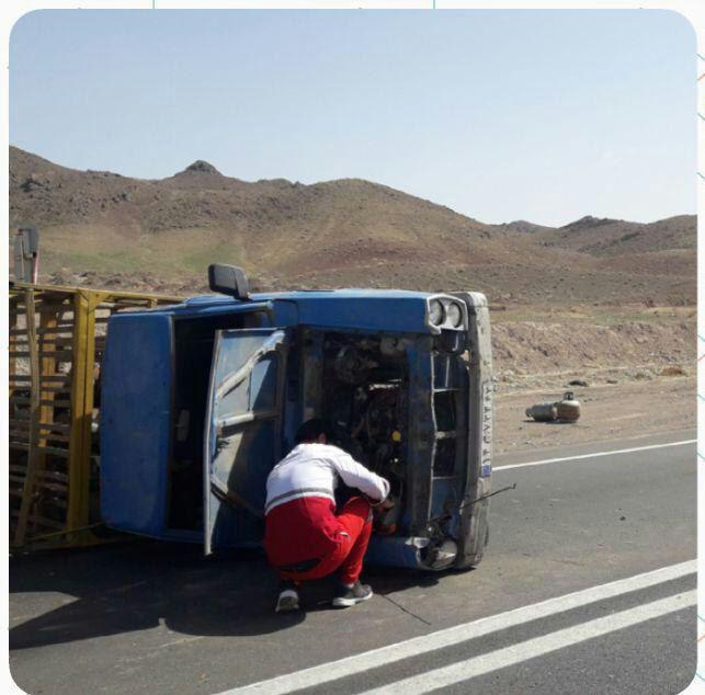 واژگونی خودرو حامل گاز مایع در محور رشتخوار- تربت حیدریه