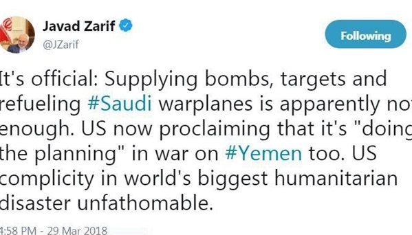 حجم مشارکت  واشنگتن در جنگ یمن وصف&zwnj;ناپذیر است
