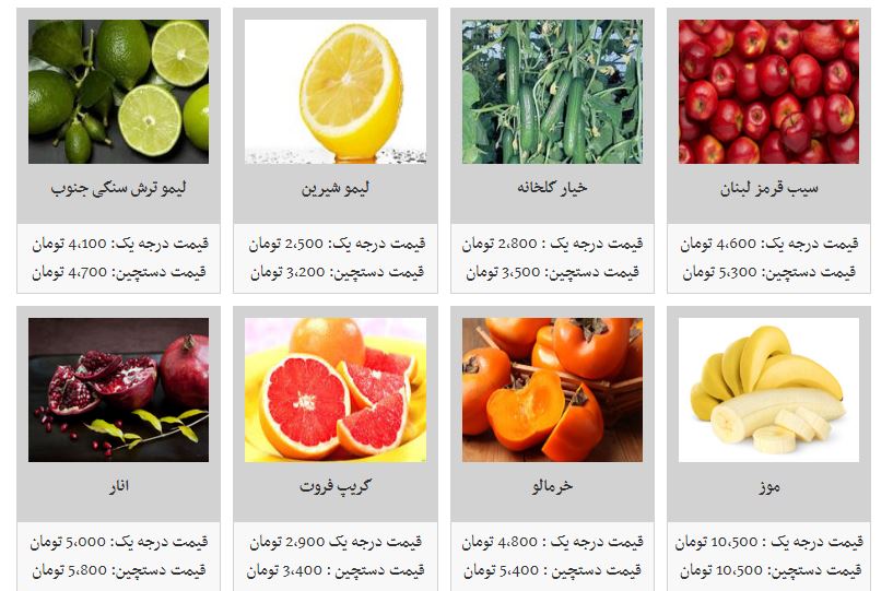 افزایش نسبی قیمت میوه و در غرفه تره بار افزایش نسبی قیمت میوه و در غرفه تره بار
