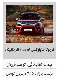 خودروهای تویوتا در بازار چند؟
