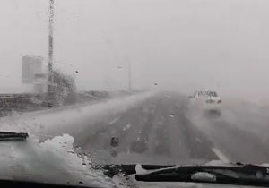 جلوه زمستانی در اتوبان ساوه - تهران + فیلم
