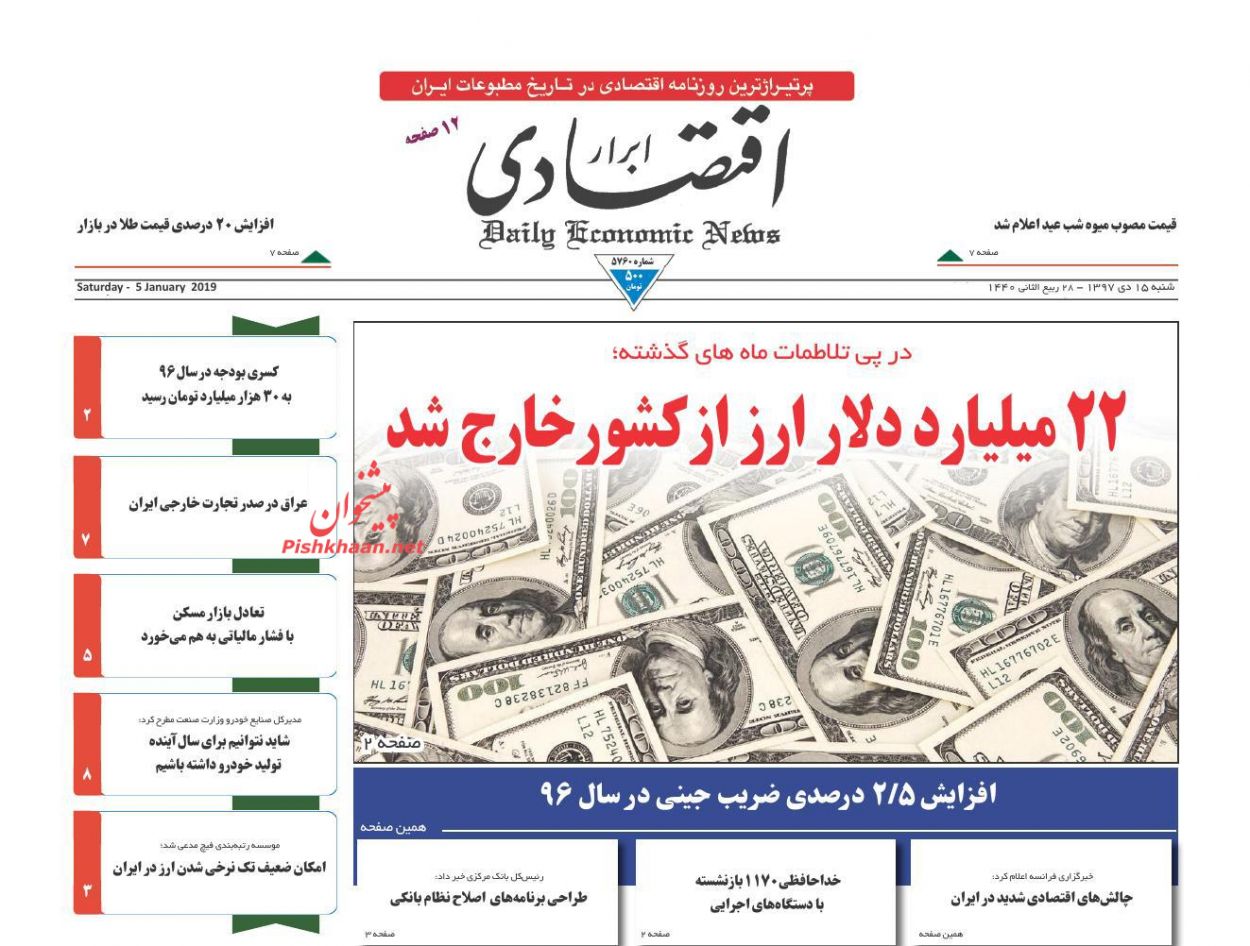 صفحه نخست روزنامه&zwnj;های اقتصادی ۱۴ دی ماه
