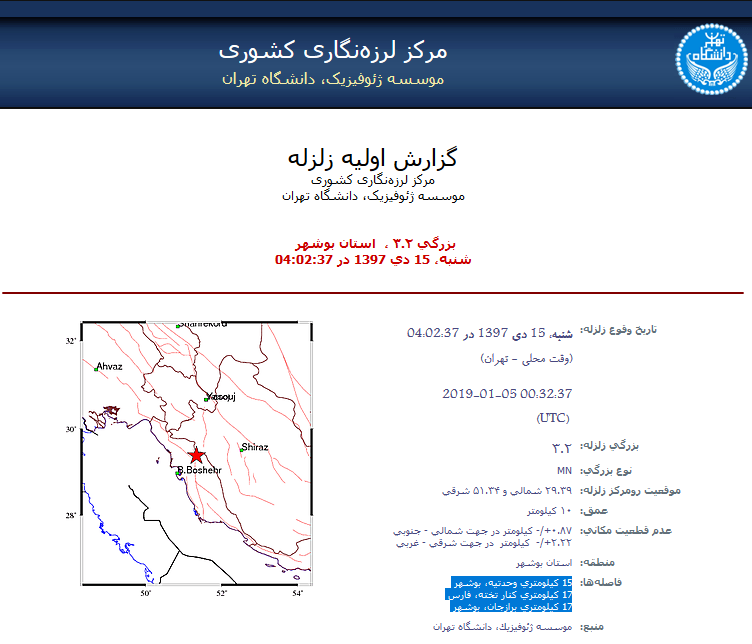 زمین بار دیگر در وحدتیه لرزید