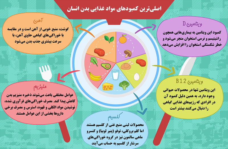 اصلی&zwnj;ترین کمبودها در بدن انسان +اینفوگرافیک