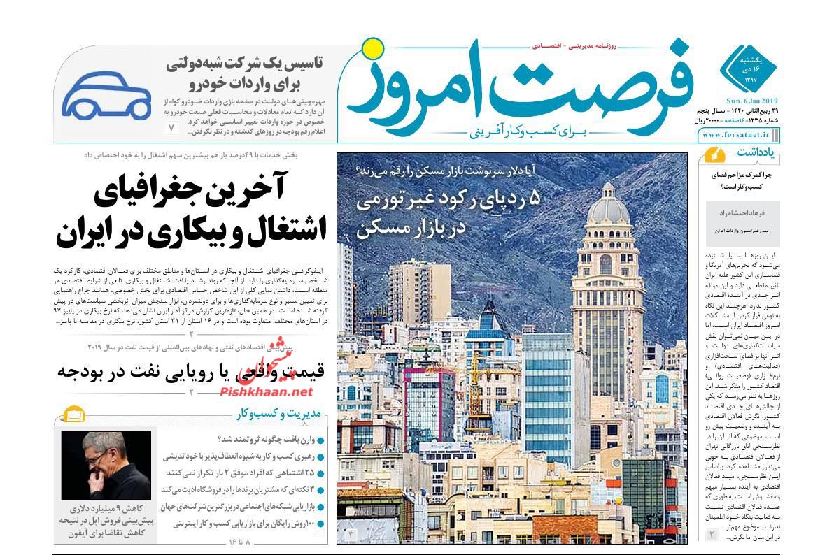 صفحه نخست روزنامه&zwnj;های اقتصادی ۱۶ دی ماه