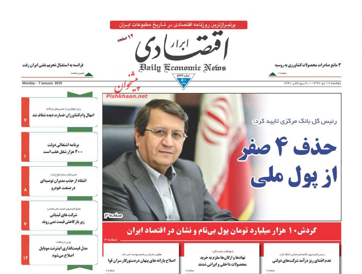 صفحه نخست روزنامه&zwnj;های اقتصادی 17 دی ماه