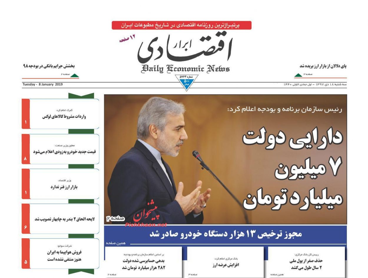 صفحه نخست روزنامه&zwnj;های اقتصادی ۱۸ دی ماه