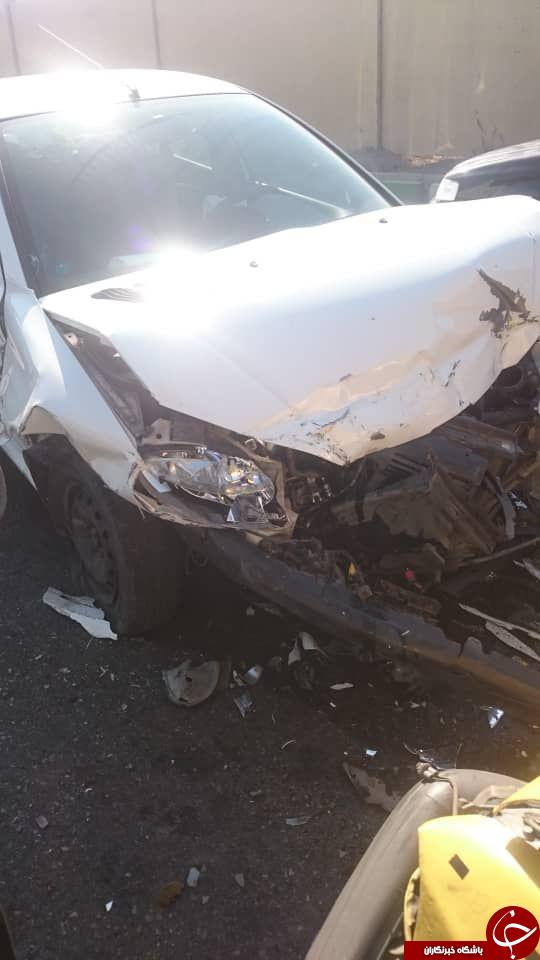 تصادف در اثر انحراف پژو 206 به لاین مخالف + تصاویر