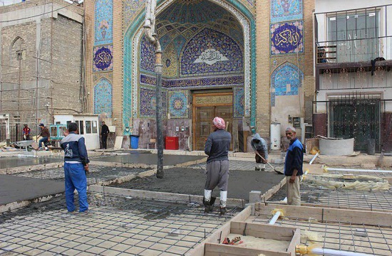 اتمام سنگ فرش باب القبله حرم مطهر امامین عسکریین علیهم السلام+ تصاویر