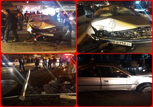 برخورد پژو با تیر برق حادثه ساز شد