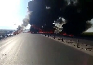 انفجار تانکر سوخت در محور اسلام‌آباد غرب - حمیل + فیلم