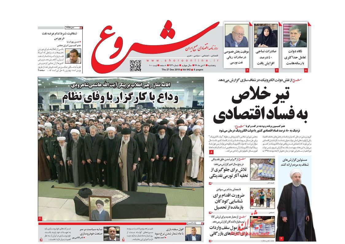 صفحه نخست روزنامه&zwnj;های اقتصادی ۶ دی ماه