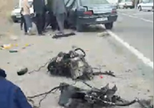 تصادف شدید پژو 405 در جاده بم - دهبکری + فیلم