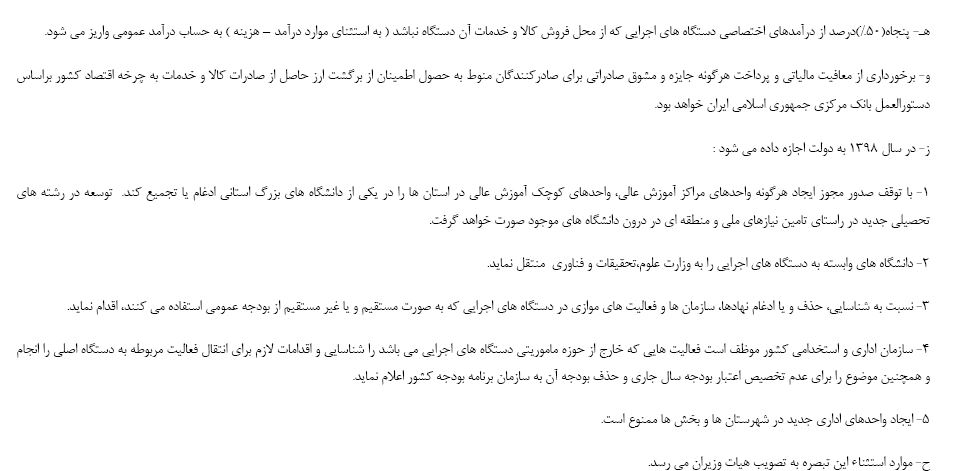 تبصره 21 لایحه بودجه سال 98 حذف شد