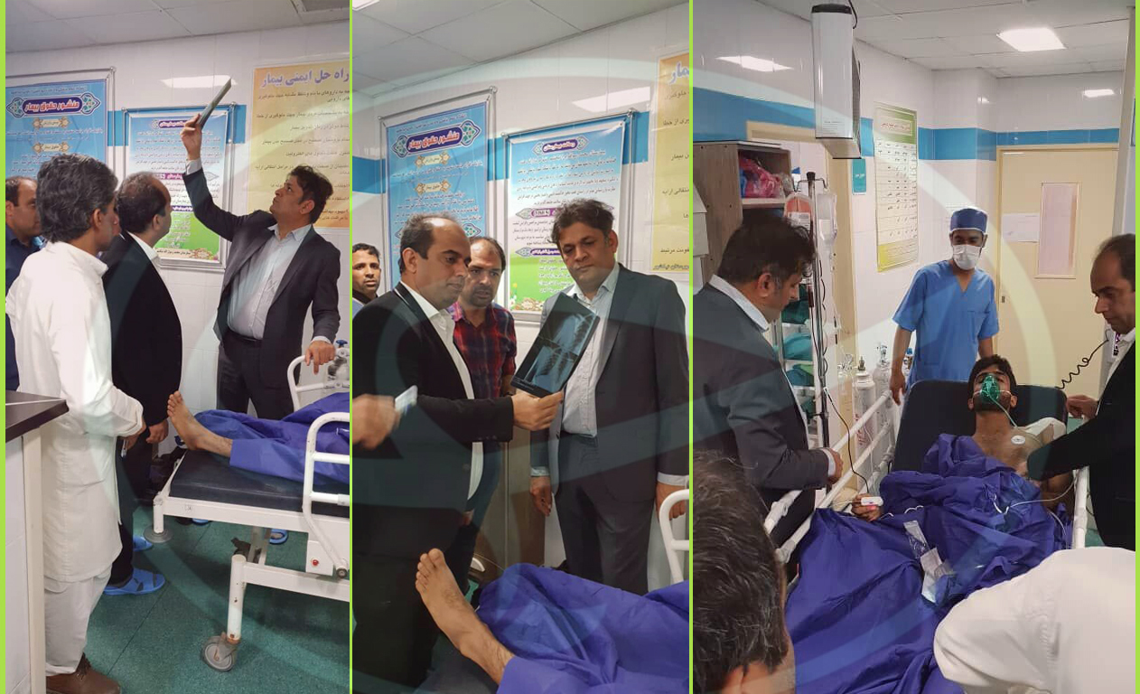 عیادت رئیس دانشگاه علوم پزشکی ایرانشهر و کارشناسان حوزه درمان از مجروحین حادثه تروریستی نیکشهر+ عکس