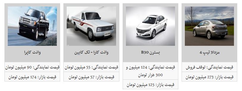 جدیدترین قیمت محصولات بهمن خودرو در بازار