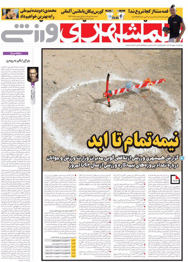 روزنامه&zwnj;های ورزشی ۱۸ بهمن