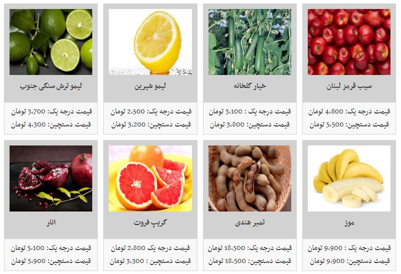 نرخ مصوب انواع میوه&zwnj;های زمستانی در غرفه تره بار