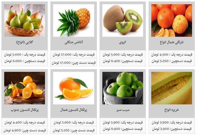 نرخ مصوب انواع میوه&zwnj;های زمستانی در غرفه تره بار