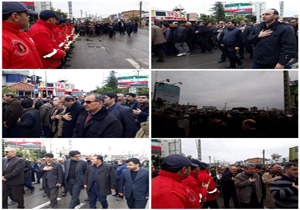 تشییع پیکر پدر شهیدان رمضان‌پور در ساری