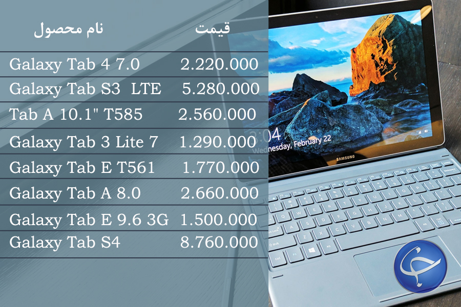 آخرین قیمت انواع تبلت در بازار (تاریخ ۲۲ بهمن) +جدول