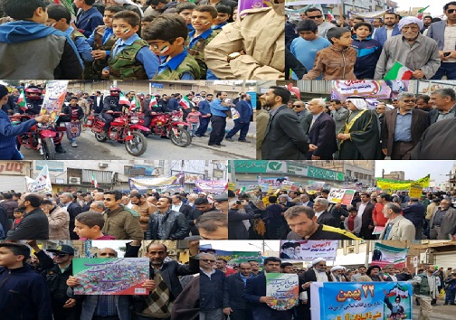 تجمع جمع کثیری از مردم در مبدا راهپیمایی ۲۲ بهمن ۹۷ در آبادان