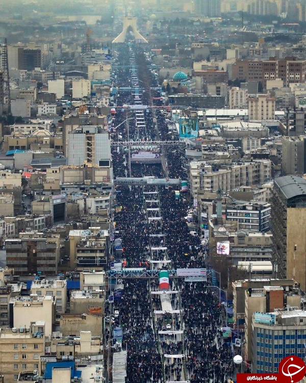 تصاویر هلی شات از راهپیمایی ۲۲ بهمن ۹۷ تهران +فیلم