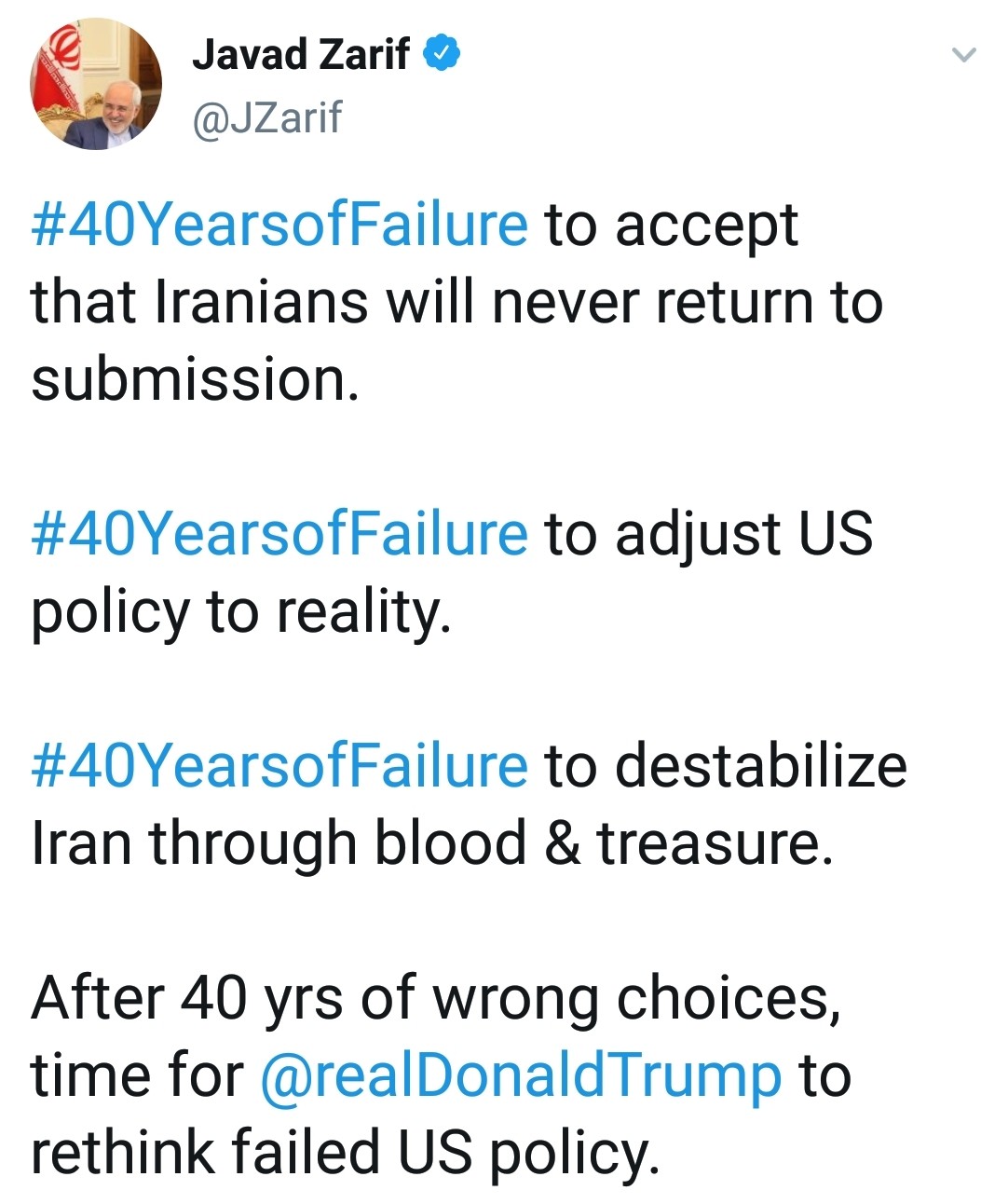 ایالات متحده ۴۰ سال است که در منطبق کردن سیاست خود با واقعیت ناکام مانده است