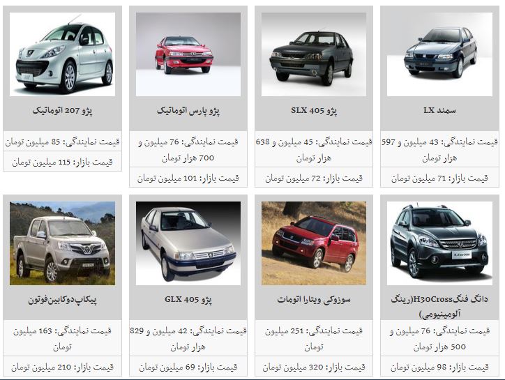 افزایش قیمت خودروهای داخلی + جدول