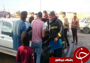 آتش گرفتن یک دستگاه خودرو پراید در خرمشهر