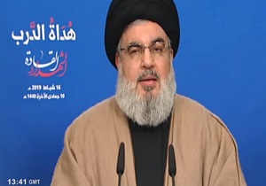 آغاز سخنرانی سید حسن نصرالله در مراسم یادبود فرماندهان شهید