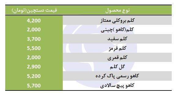 افزایش &nbsp;قیمت انواع کاهو و کلم + جدول