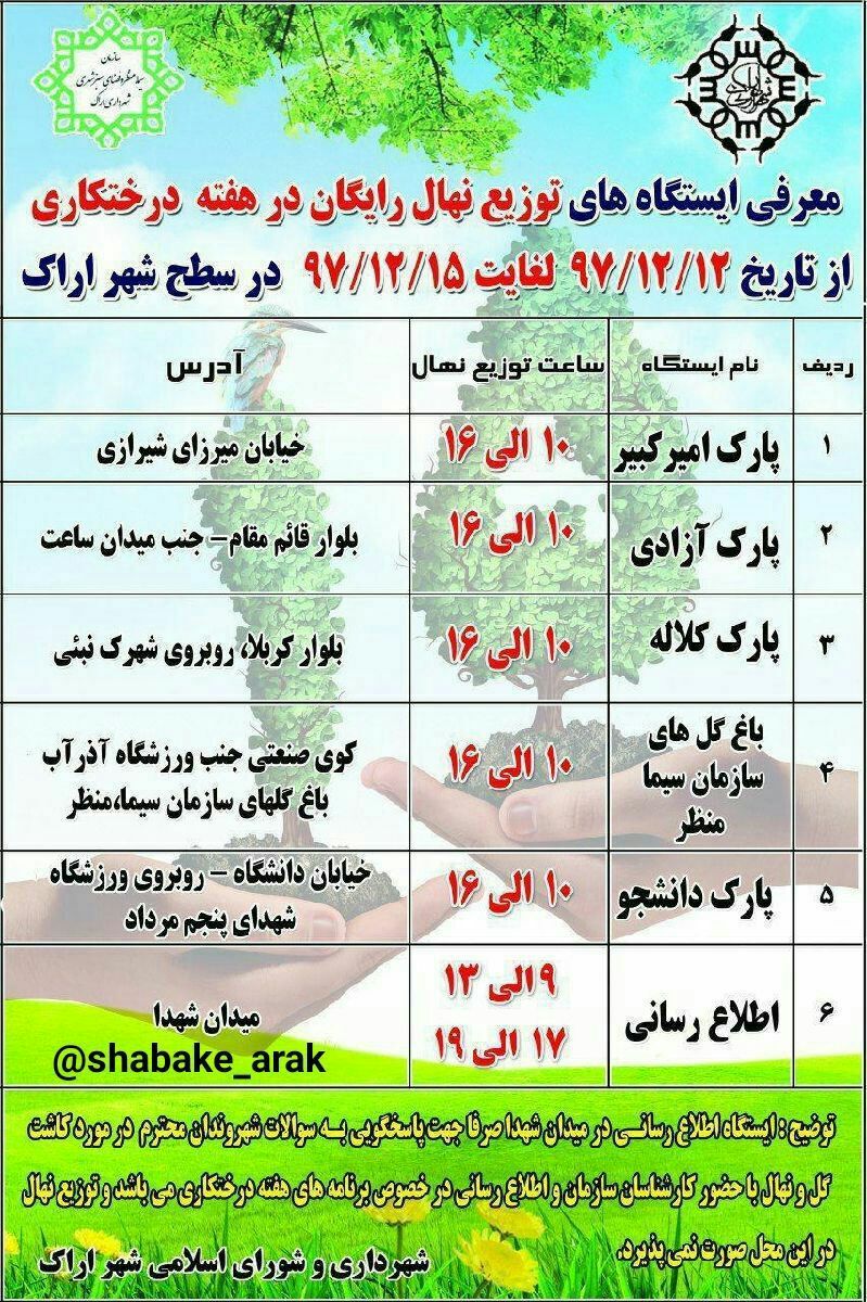ایستگاه های توزیع نهال در اراک