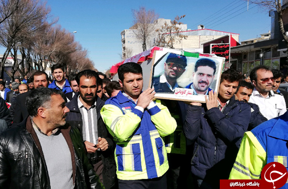 تشییع پیکر جان باختگان حادثه سقوط بالگرد اورژانس + تصاویر