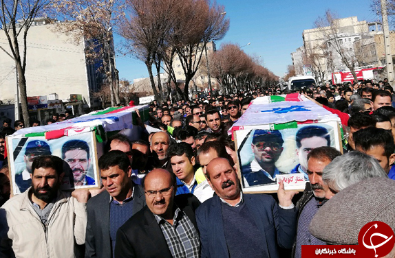 پیکر جان باختگان حادثه سقوط بالگرد اورژانس تشییع شد+ تصاویر
