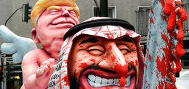 حضور ترامپ و بن سلمان با اره خونین در بزرگ&zwnj;ترین کارناوال آلمان + تصاویر