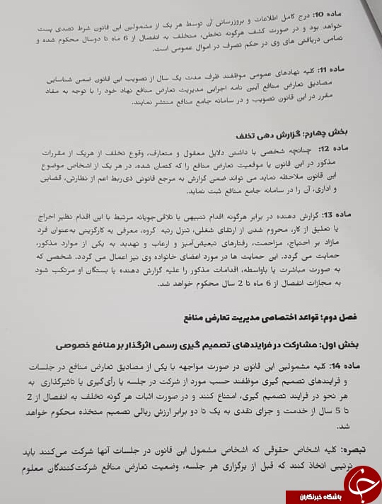 متن کامل طرح تعارض منافع+ امضای نمایندگان