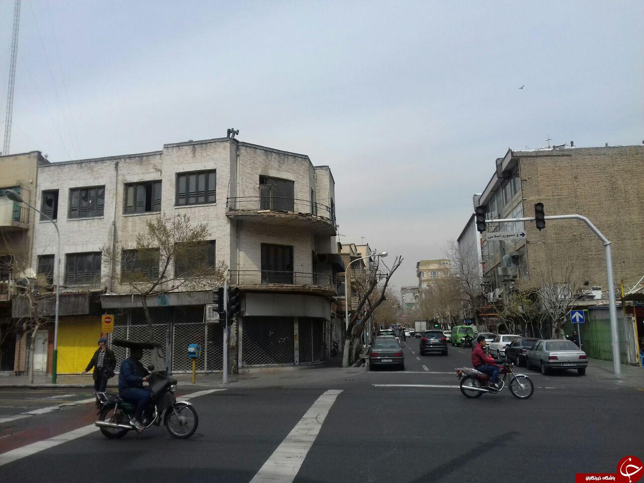 خطر سقوط سنگ&zwnj;های تراس خانه در تقاطع خیابان جمهوری + تصاویر