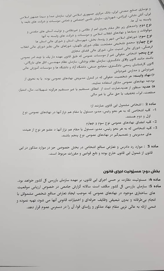 متن کامل پیش نویس طرح تعارض منافع + امضای نمایندگان
