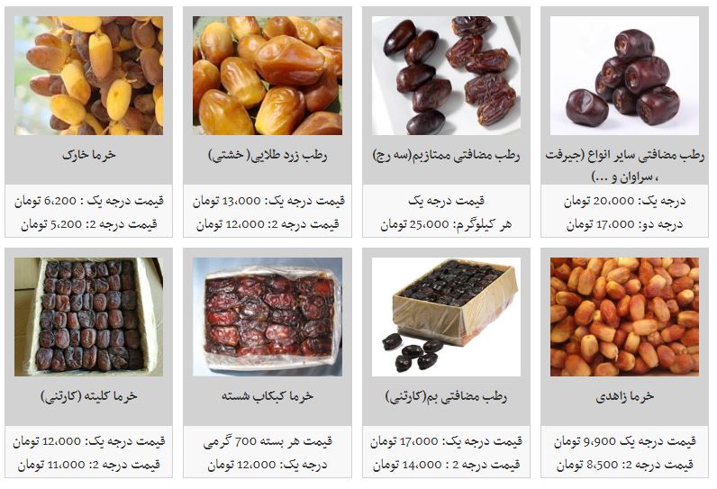 قیمت خرما در میادین میوه و تره بار&nbsp;