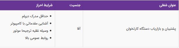 استخدام پشتیبان و بازاریاب دستگاه کارتخوان در آذربایجان غربی