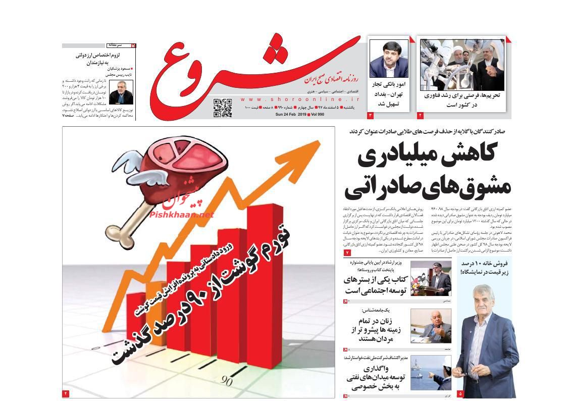 صفحه نخست روزنامه&zwnj;های اقتصادی ۵ اسفند ماه